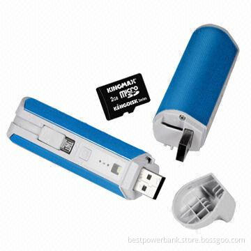 3-in-1 Multifunctional 2200mAh Power Bank with Card Reader and Flashlight Function
